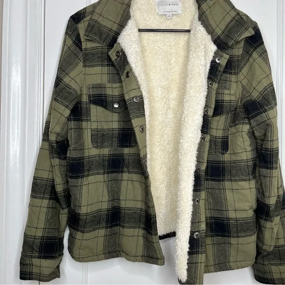 Lucky Brand Womens Large Snap Plaid Lined Jacket - Picture 2 of 7